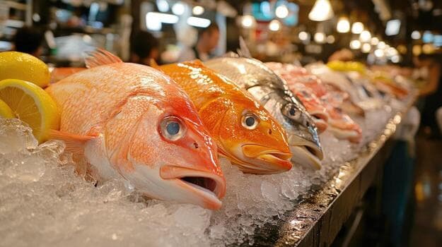 Свежая рыба и морепродукты